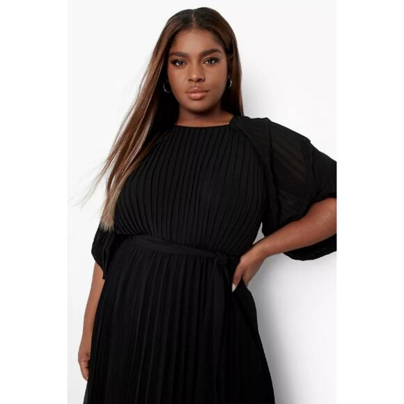 Boohoo Pleated Puff Sleeve Maxi Dress - Picture 12 of 12